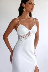 Goddess Of Dawn Satin Maxi Dress White