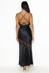 Formal Retreat Satin Maxi Dress Black