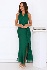 Follow The Stars Halter Maxi Dress Green