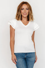 Lianna Ribbed Top | Off White