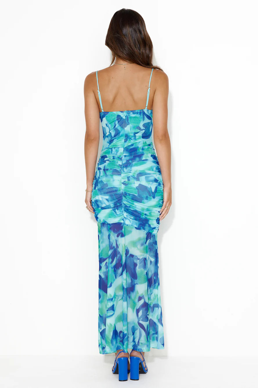 Along The Reef Mesh Midi Dress Green