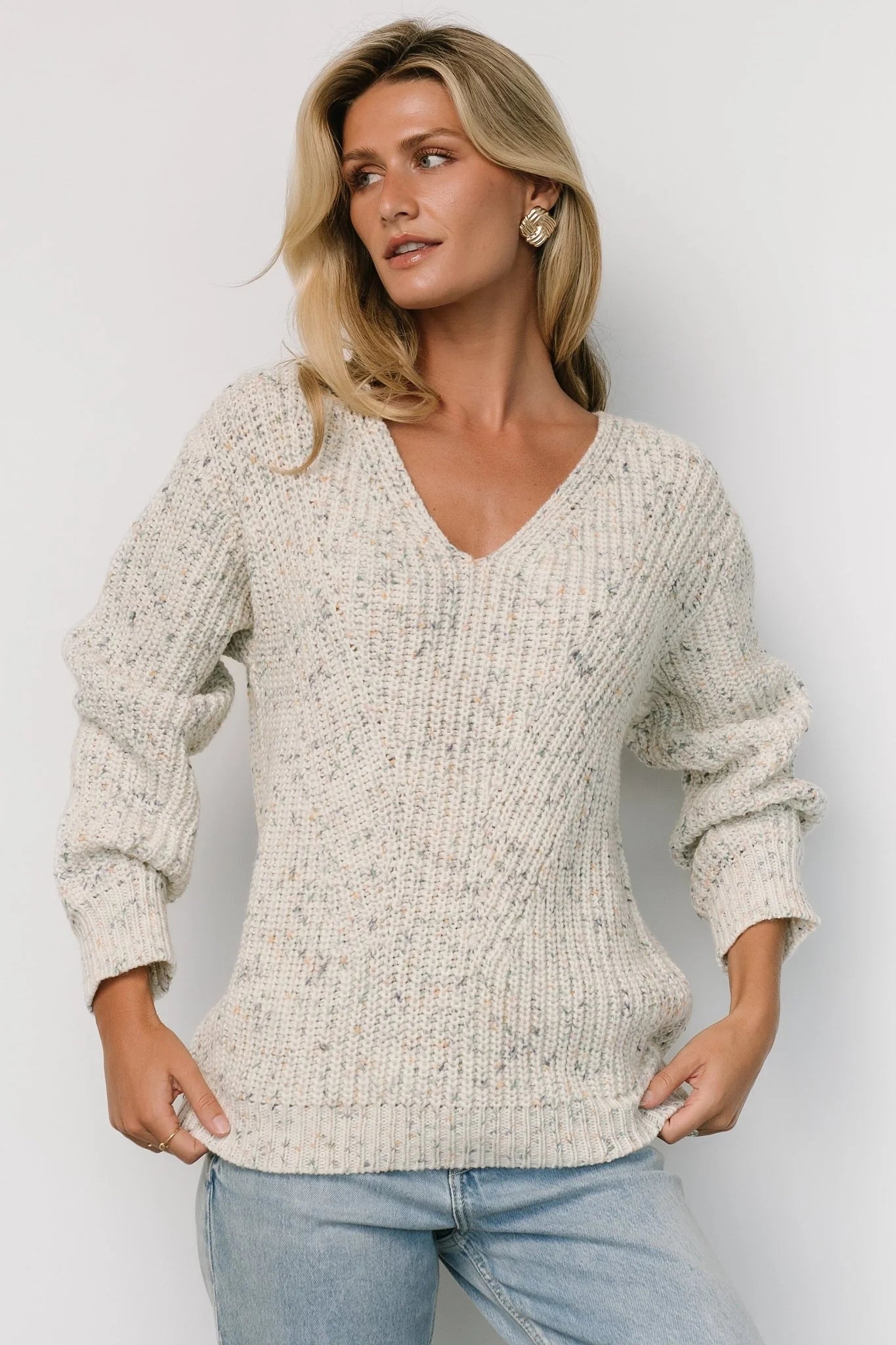 Rosie Knit Sweater | Ivory + Blue Multi