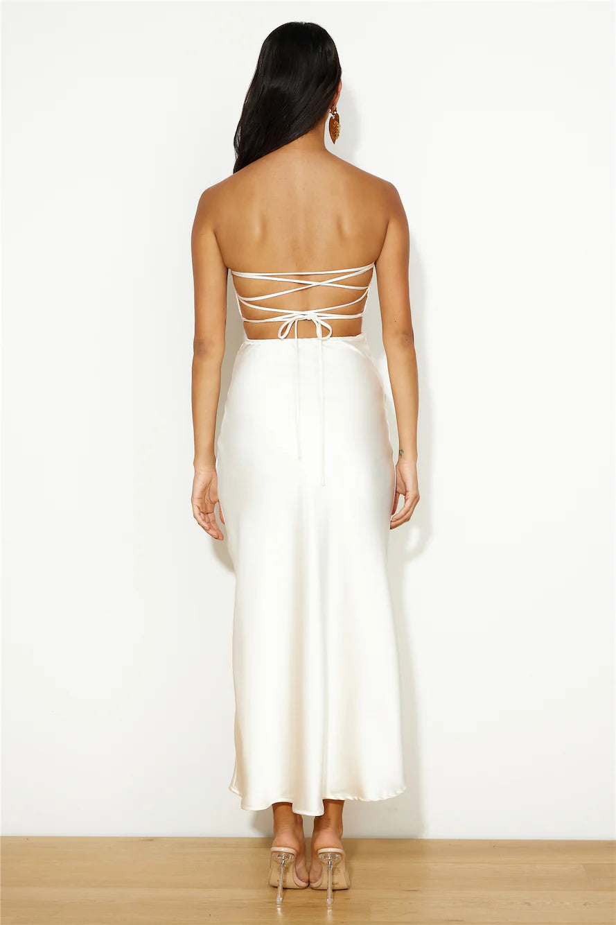 VIPs Accepted Satin Crop Top Champagne