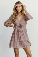 Amelia Boho Mini Dress | Dusty Lavender