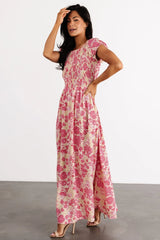 Tabitha Open Back Maxi Dress | Yellow + Coral