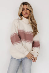 Antonov Turtle Neck Sweater | Mauve + Cream