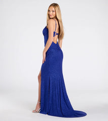 Rhonda Strappy Back Slit Glitter Formal Dress