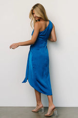Melissa One Shoulder Midi Dress | Cobalt