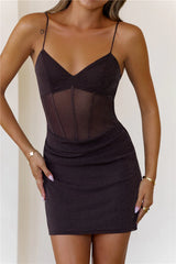 Femme Shine Mini Dress Brown