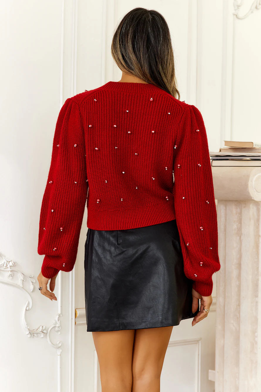 Delsie Cardigan Red