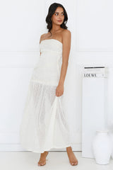 Beach Shimmer Strapless Knit Midi Dress Cream