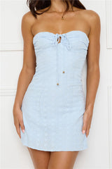 Always Captivating Strapless Mini Dress Blue
