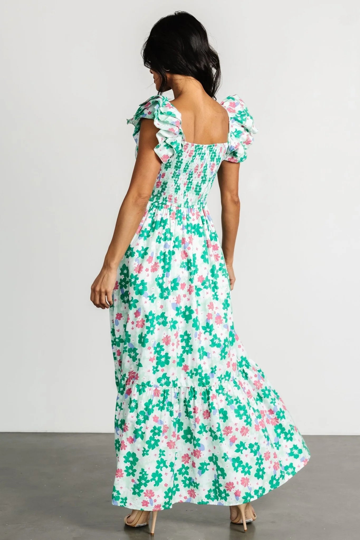 Laguna Smocked Maxi Dress | Green Floral