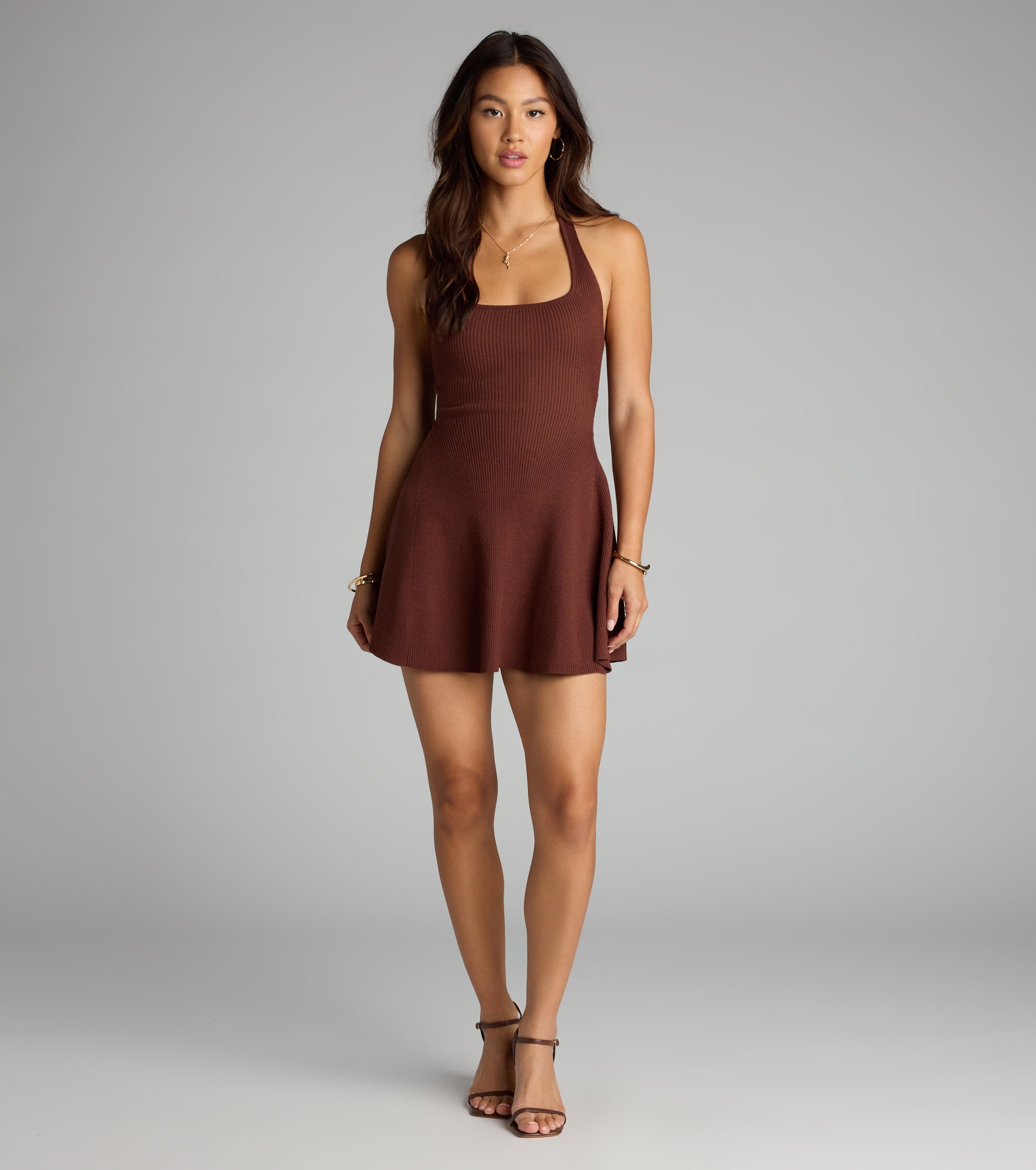 In The Cards Halter Skater Mini Dress