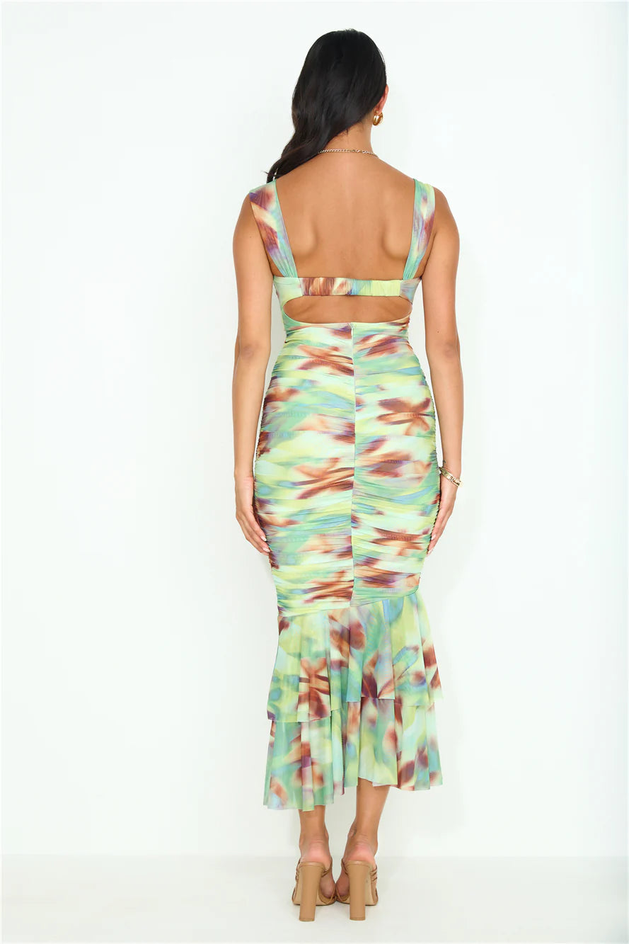 Cool With That Mesh Maxi Dress Green