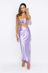 VIPs Accepted Satin Midi Skirt Lilac