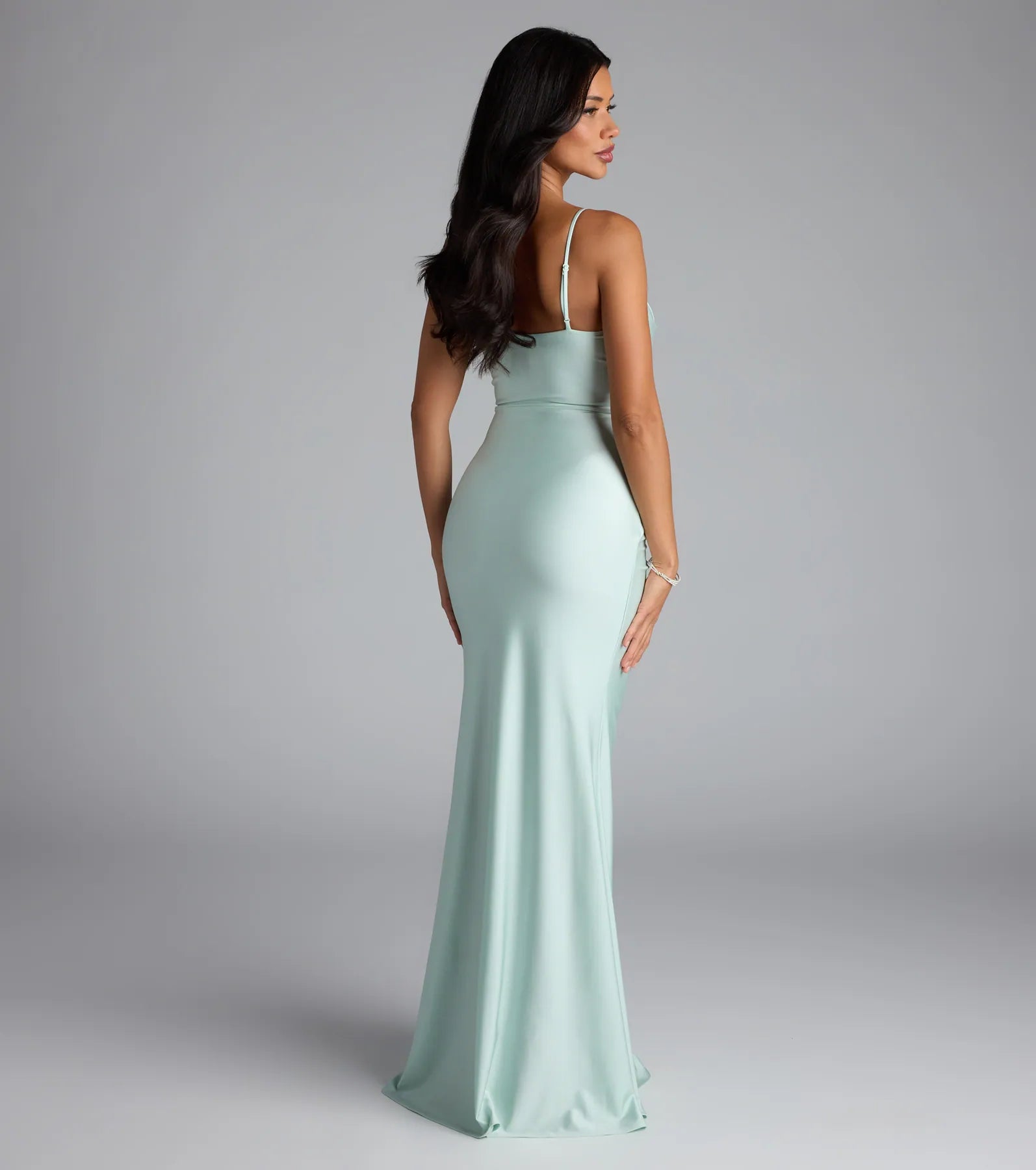 Marcie Cowl Neck Slit Mermaid Formal Dress