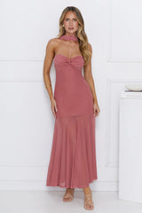 East Coast Edge Mesh Maxi Dress Plum