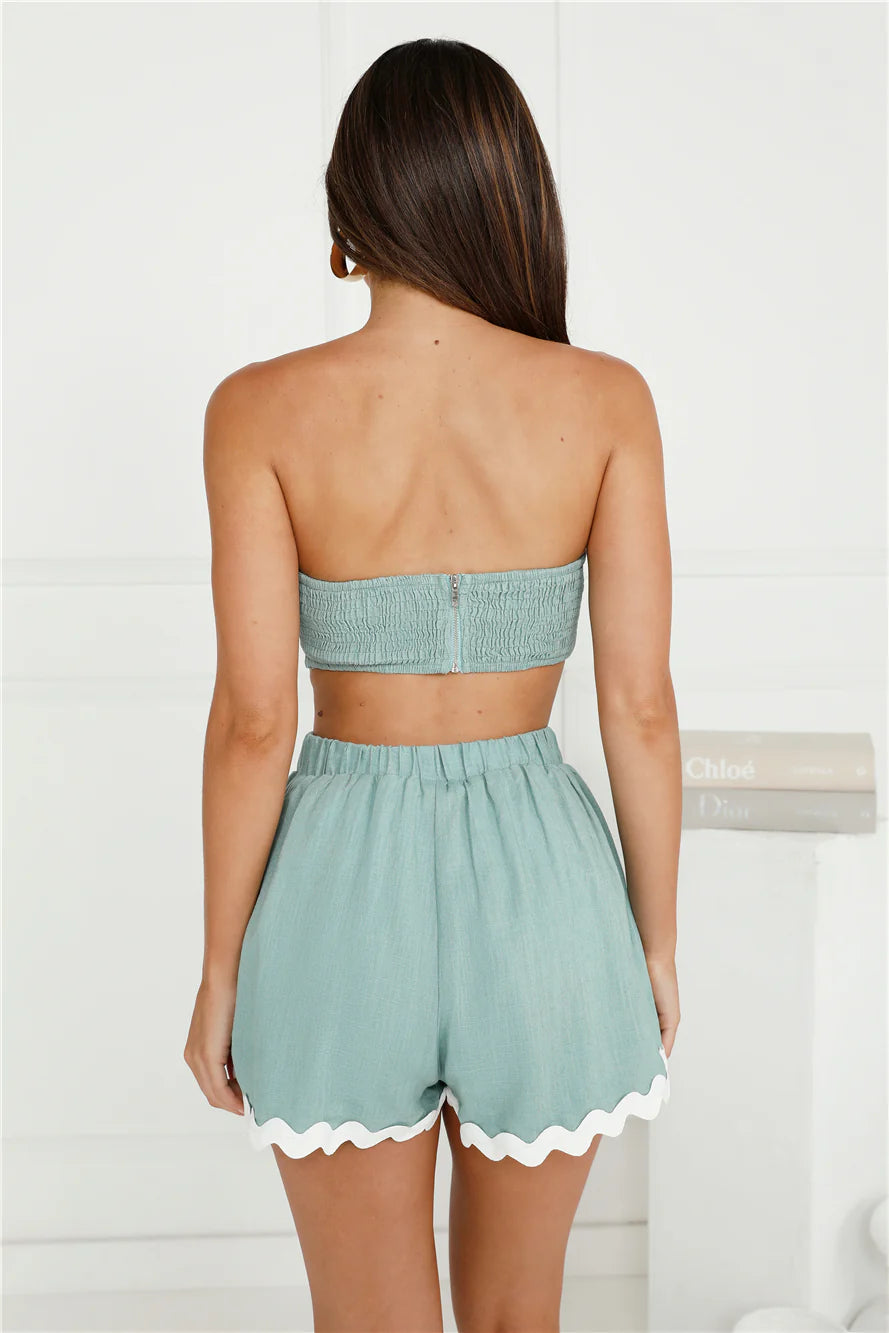 Gorgeous Ivy Linen Blend Shorts Sage