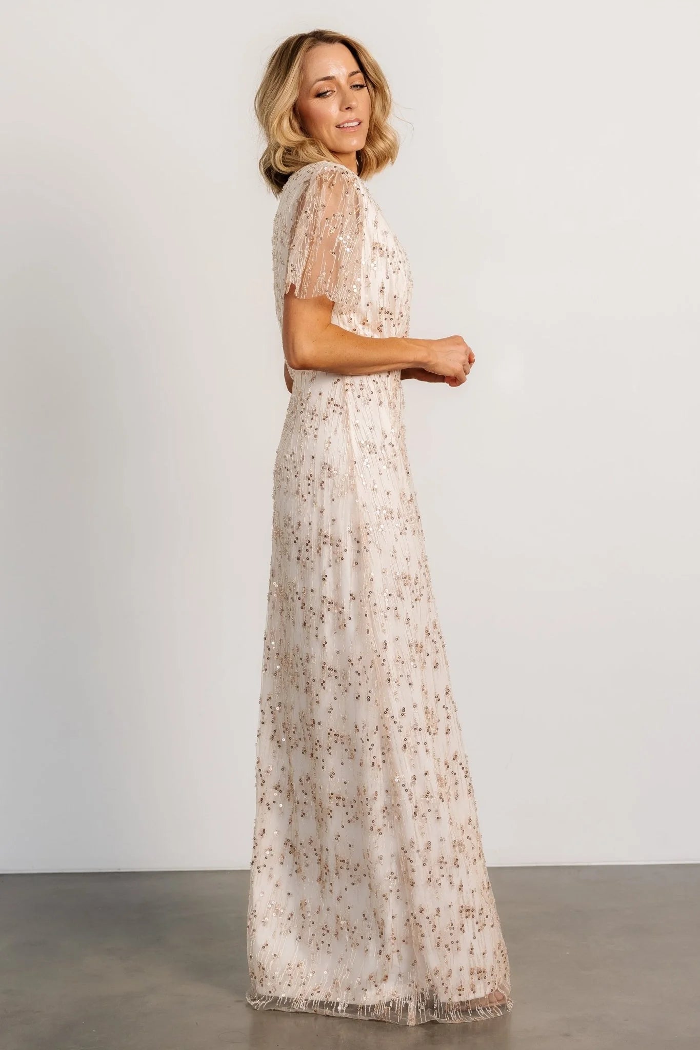 Liza Sequin Wrap Maxi Dress | Rose Gold