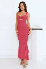 Glitter Kiss Mesh Maxi Dress Pink