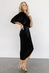 Brendyn Ruched Velvet Dress | Black