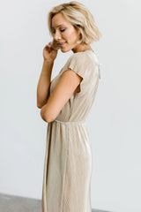 Athena Pleated Maxi Dress | Gold