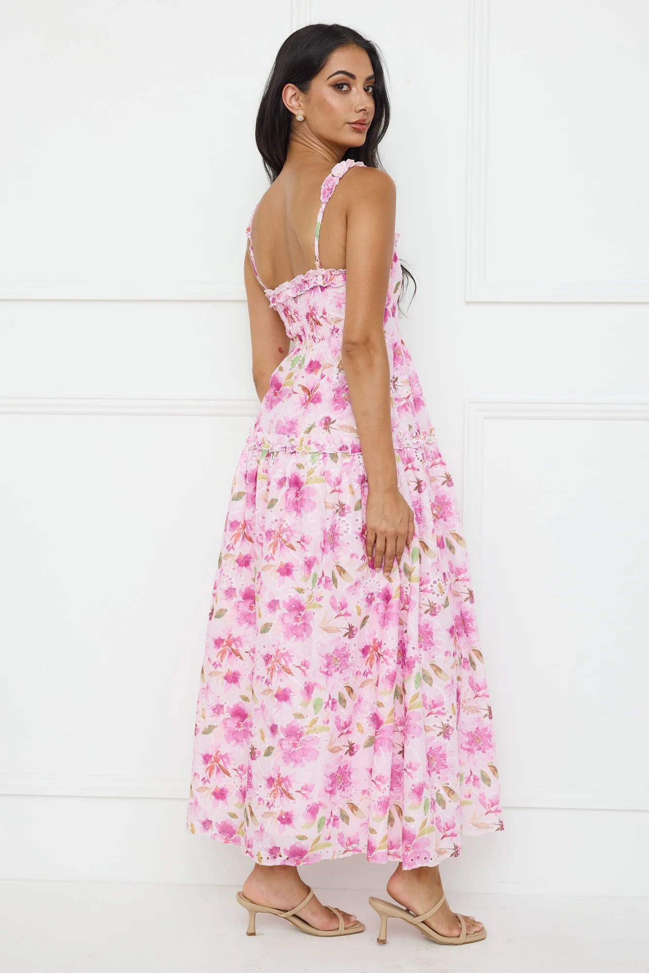 Ballet Bloom Embroidered Maxi Dress Pink