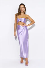VIPs Accepted Satin Midi Skirt Lilac