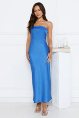 Cool Call Satin Maxi Dress Dark Blue