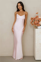 The Samara Satin Maxi Dress Pink