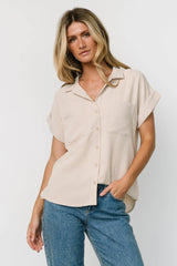 Shaylee Button Up Top | Natural