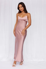 The Samara Satin Maxi Dress Dusty Pink