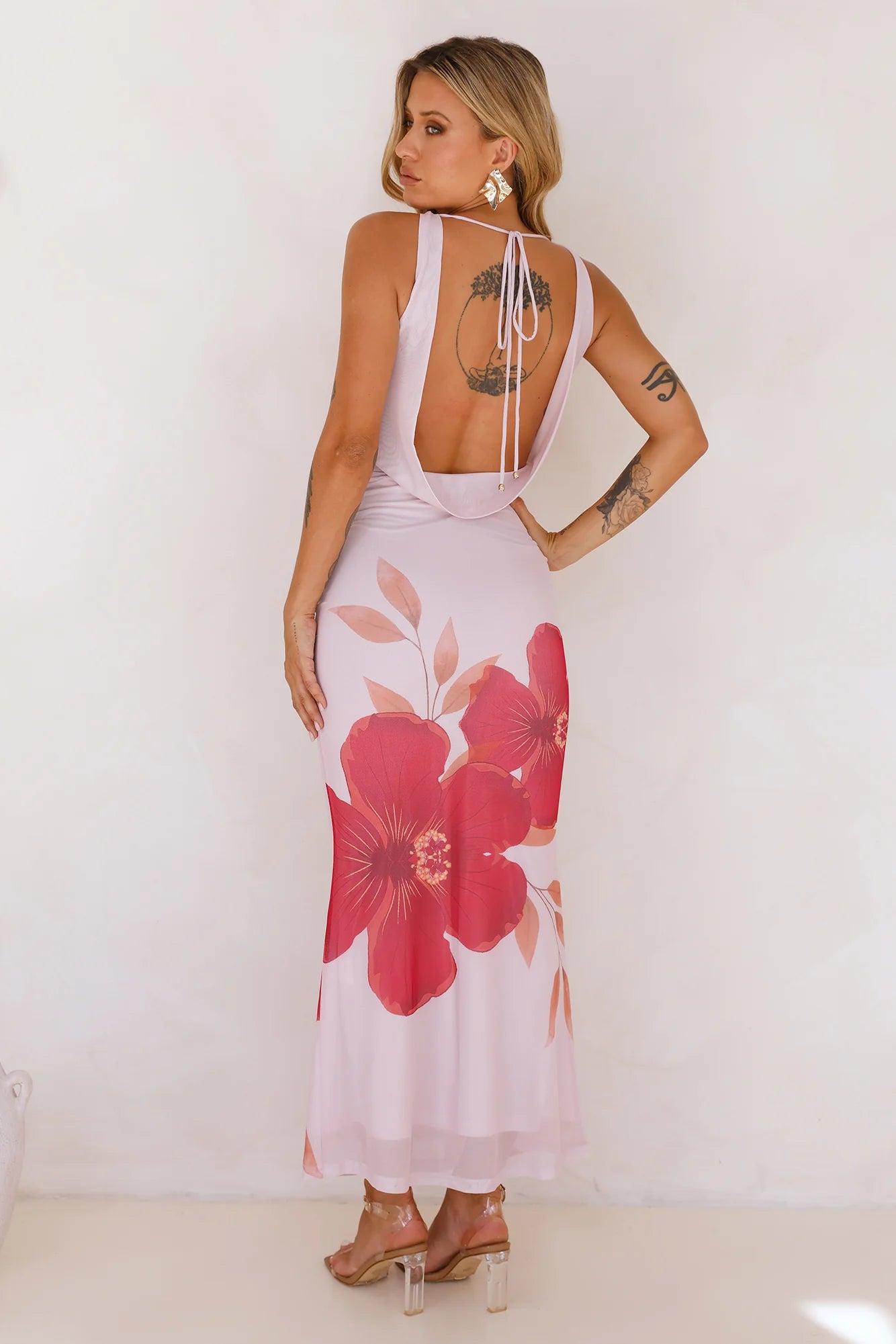 Flirtations Mesh Maxi Dress Pink