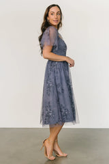 Gwyneth Tulle Midi Dress | Slate Blue Multi