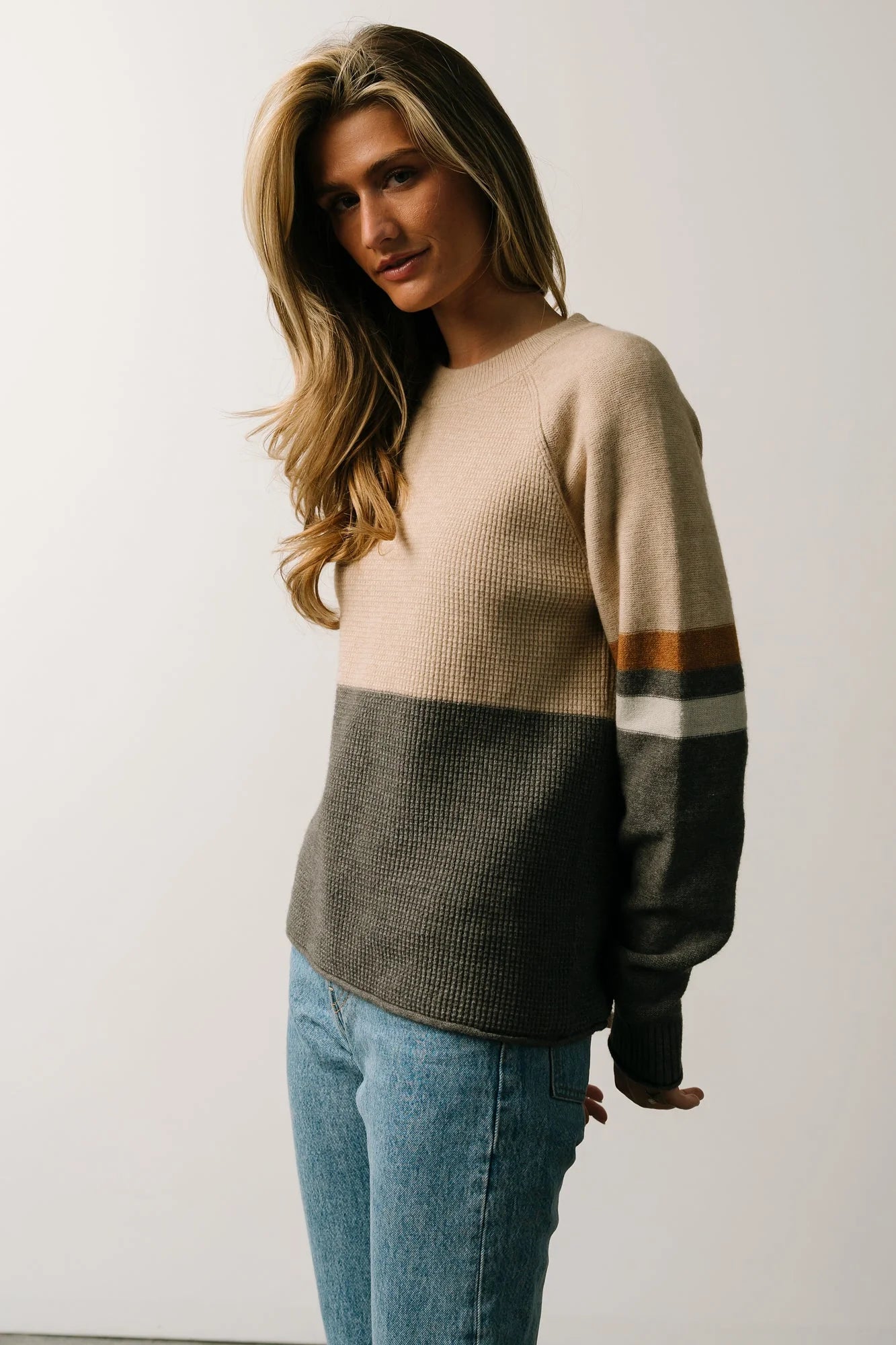 Baylor Color Block Sweater | Natural Multi