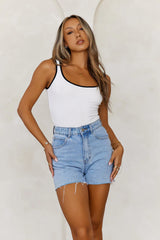 BASE The Two Tone Ribbed Singlet Top Cream