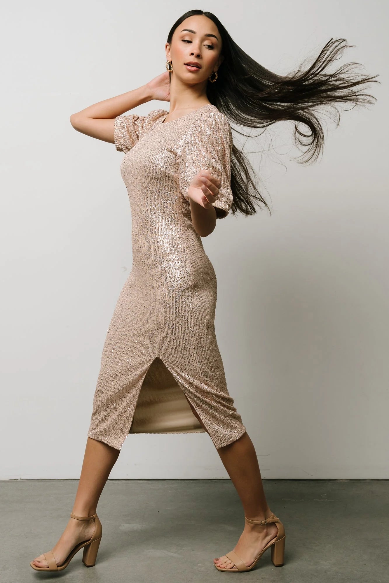 Socorro Sequin Midi Dress | Champagne