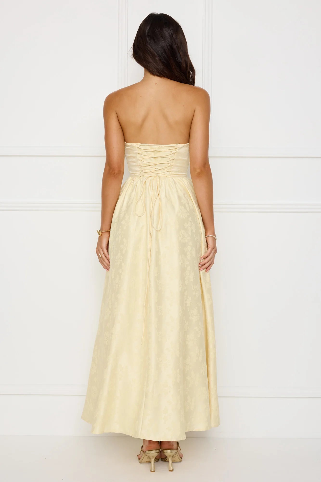 Dancing In Magic Strapless Maxi Dress Yellow