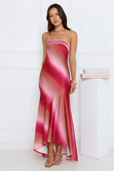 Candy Lips Satin Maxi Dress Pink