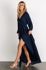 Breanne Faux Wrap Maxi Dress | Navy