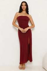 Berry Seduction Strapless Maxi Dress Burgundy