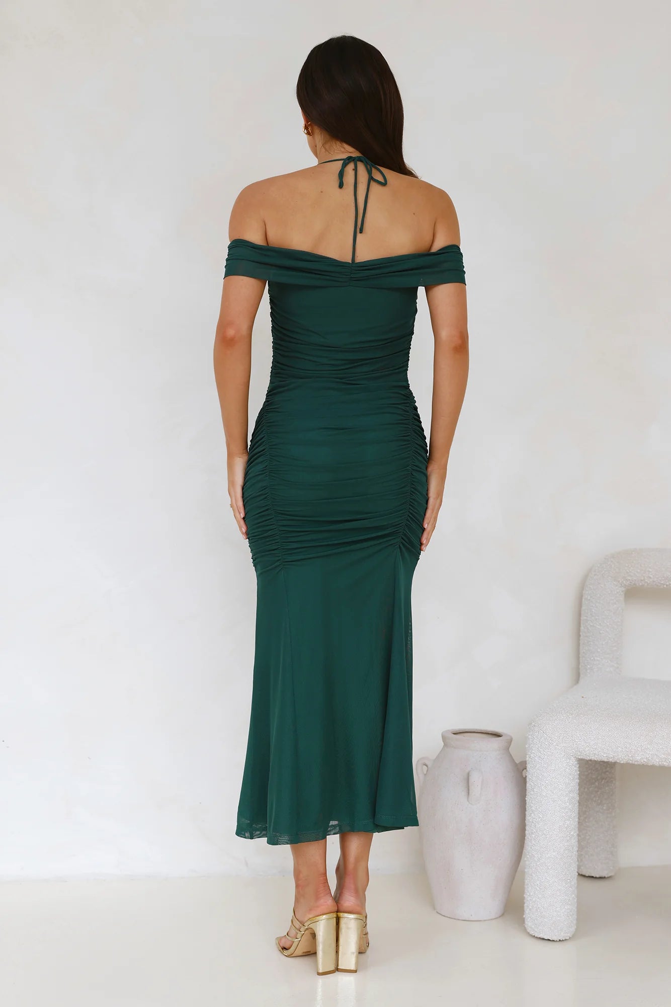 Dovie Off Shoulder Mesh Maxi Dress Teal