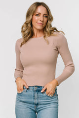 Sora Ribbed Top | Taupe