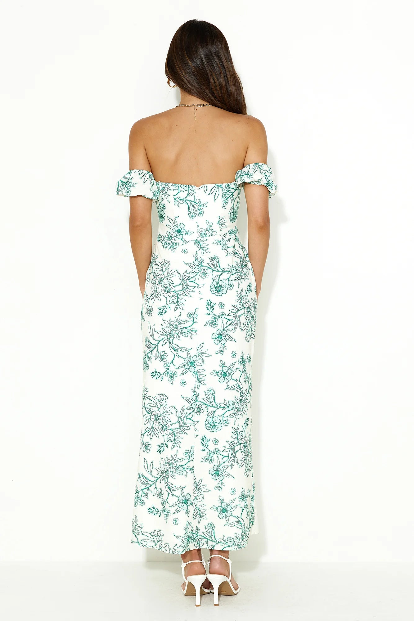 Chase Your Goals Off Shoulder Midi Dress Green