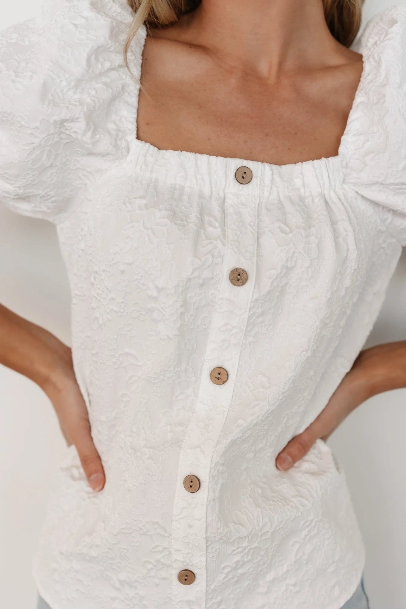 Dalian Embossed Top | Off White