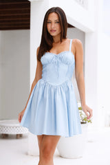 The Milkmaid Mini Dress Blue