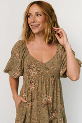 Evelette Dress | Olive Floral