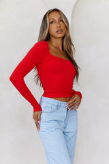 BASE Wear Now Ribbed Long Sleeve Top Red
