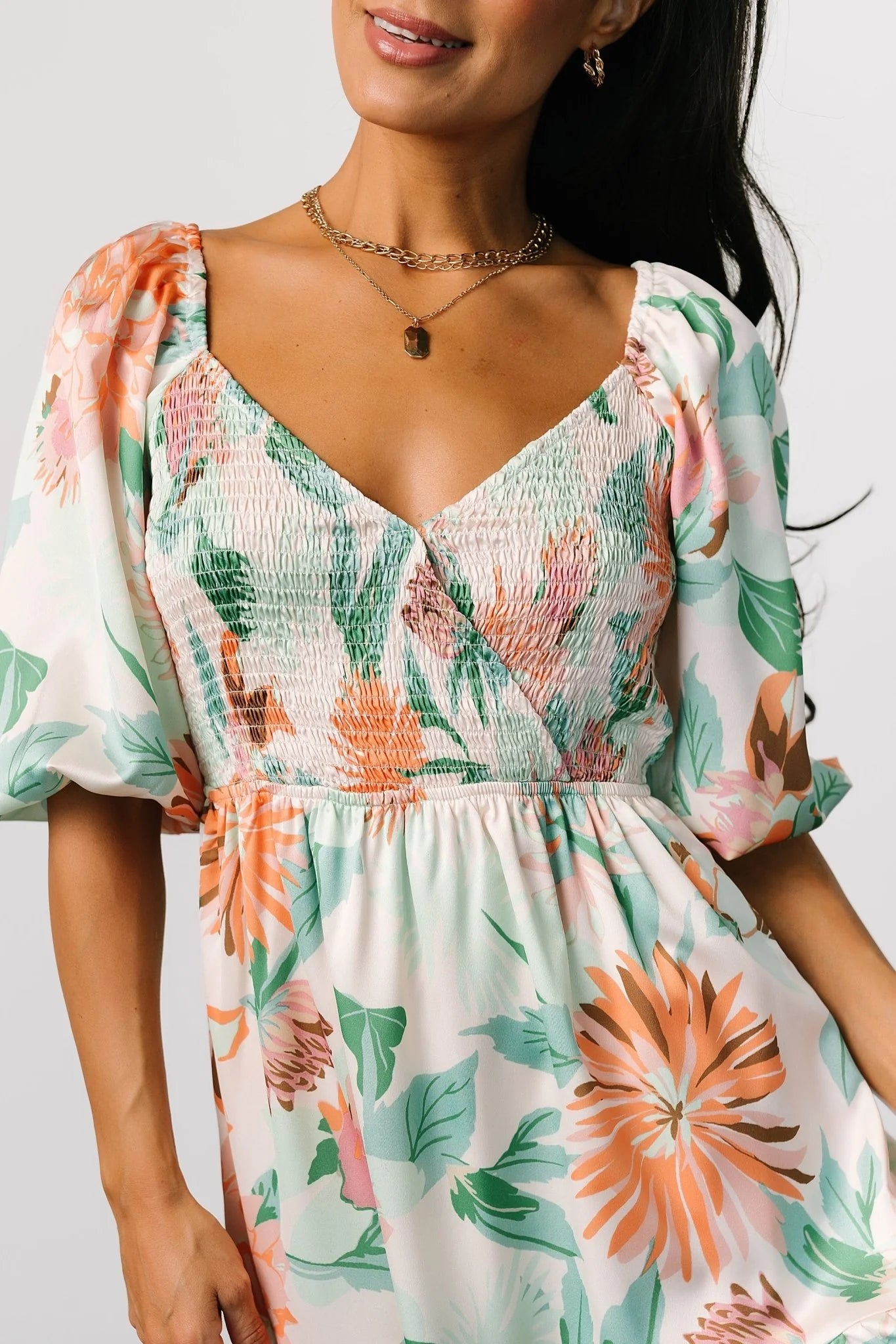 Lina Satin Dress | Multi Print